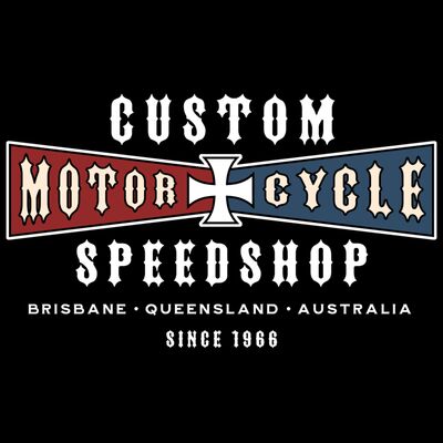 Custom Motorcycle Speed Shop, White Logo Thumbnail